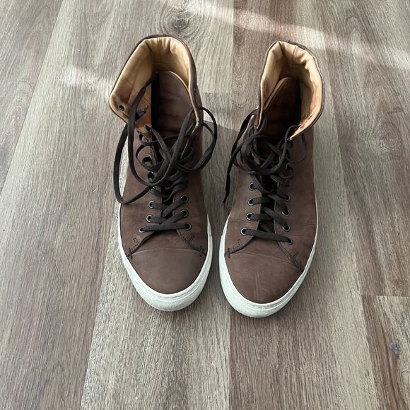 Boemos - Italian Made Suede Hi Top Sneakers - Brown - Picture 1 of 6
